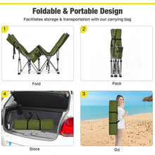 Load image into Gallery viewer, Folding Camping Cot with Side Storage Pocket Detachable Headrest-Green
