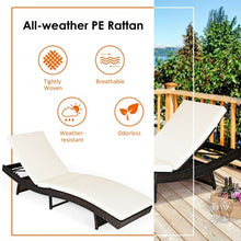 Load image into Gallery viewer, Patio Folding Adjustable Rattan Chaise Lounge Chair with Cushion-White