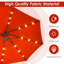 Load image into Gallery viewer, 15 Ft Solar LED Patio Double-sided Umbrella Market Umbrella with Weight Base-Orange