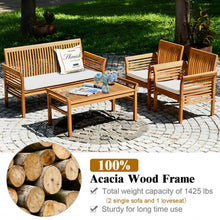 Load image into Gallery viewer, 4 Pcs Outdoor Acacia Wood Sofa Furniture Set