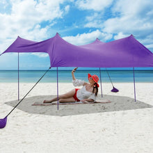 Load image into Gallery viewer, 10' x 9' Family Beach Tent Canopy Sunshade w/ 4 Poles-Purple