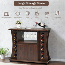 Load image into Gallery viewer, Rolling Buffet Sideboard Wooden Bar Storage Cabinet-Walnut