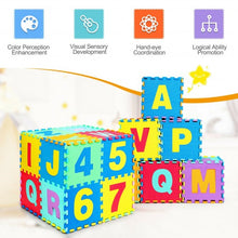 Load image into Gallery viewer, Kids Foam Interlocking Puzzle Play Mat with Alphabet and Numbers 72-Piece Set
