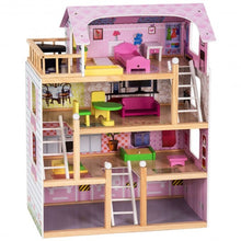 Load image into Gallery viewer, Wood Dollhouse Cottage with Furniture Playset for Kids