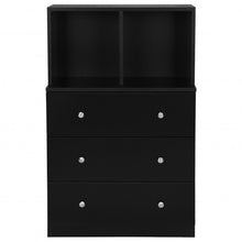 Load image into Gallery viewer, 3 Drawer Dresser with Cubbies Storage Chest for Bedroom Living Room-Black