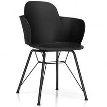 Load image into Gallery viewer, Set of 2 Metal Frame Modern Petal-Shape Plastic Dining Chair-Black
