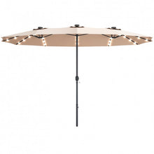 Load image into Gallery viewer, 15 Ft Patio LED Crank Solar Powered 36 Lights Umbrella-Beige