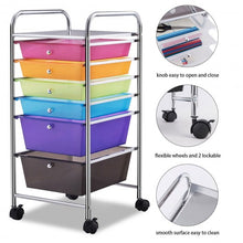 Load image into Gallery viewer, 6 Drawers Rolling Storage Cart Organizer-Transparent Multicolor