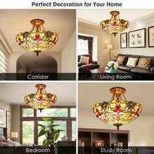 Load image into Gallery viewer, Tiffany-Style 2-Light Ceiling Lamp with 16" Shade