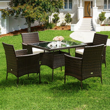 Load image into Gallery viewer, Outdoor 5PCS Dining Table Set with 1 Table and 4 Single Sofas