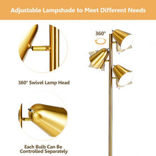 Load image into Gallery viewer, 64" 3-Light LED Floor Lamp Reading Light for Living Room Bedroom - Golden