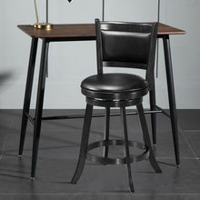 Load image into Gallery viewer, 2 Pieces 24 Inches Swivel Counter Stool Dining Chair Upholstered Seat-Black