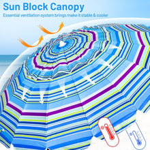Load image into Gallery viewer, 8FT Portable Beach Umbrella with Sand Anchor and Tilt Mechanism for Garden and Patio-Blue