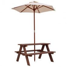 Load image into Gallery viewer, Outdoor 4-Seat Kid's Picnic Table Bench with Umbrella
