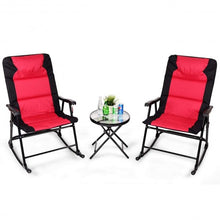 Load image into Gallery viewer, 3 pcs Outdoor Folding Rocking Chair Table Set