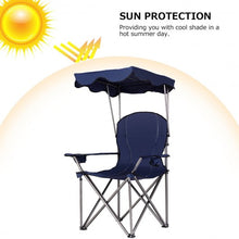 Load image into Gallery viewer, Portable Folding Beach Canopy Chair with Cup Holders-Blue