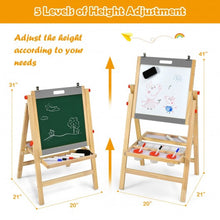 Load image into Gallery viewer, Kids Art Easel with Paper Roll Double Sided Chalkboard and Whiteboard-Gray