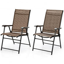 Load image into Gallery viewer, 2 Pcs Outdoor Patio Folding Chair with Armrest for Camping Lawn Garden