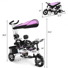 Load image into Gallery viewer, Twins Kids Baby Tricycle With Safety Double Rotatable Seat-Pink