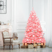 Load image into Gallery viewer, 6 ft Pink Artificial Hinged Spruce Full Christmas Tree with Foldable Metal Stand