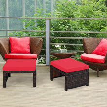 Load image into Gallery viewer, 2 Pieces Cushioned Patio Rattan Ottoman Foot Rest-Red