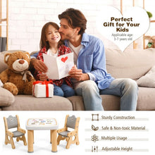 Load image into Gallery viewer, Adjustable Kids Activity Play Table and 2 Chairs Set withStorage Drawer-Natural