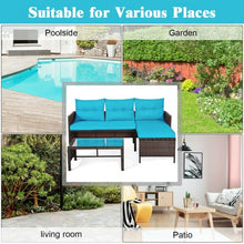 Load image into Gallery viewer, 3 Piece Patio Wicker Rattan Sofa Set-Turquoise