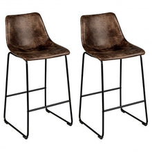 Load image into Gallery viewer, Set of 2 Bar Stool Faux Suede Upholstered Chair-Brown