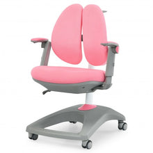 Load image into Gallery viewer, Kids Adjustable Height Depth Study Desk Chair with Sit-Brake Casters-Pink