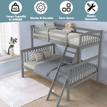 Load image into Gallery viewer, Twin over Full Bunk Bed Rubber Wood Convertible with Ladder Guardrail-Gray