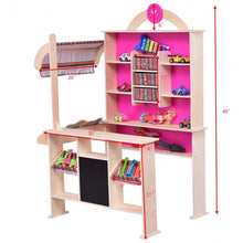 Load image into Gallery viewer, Pink Kids Wooden Toy Shop Market Shopping Pretend Play Set