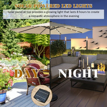 Load image into Gallery viewer, 10' Solar LED Lighted Patio Market Umbrella Shade Tilt Adjustment Crank-Beige