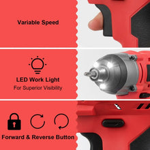 Load image into Gallery viewer, 18V Cordless Driver Impact Tool Kit with LED Light