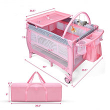 Load image into Gallery viewer, Portable Foldable Baby Playard Nursery Center with Changing Station-Pink