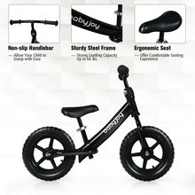 Load image into Gallery viewer, 12" Kids Balance No-Pedal Ride Pre Learn Bike with Adjustable Seat-Black