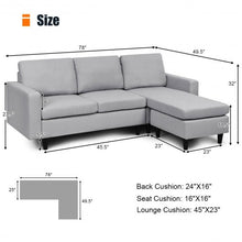 Load image into Gallery viewer, Convertible Sectional L-Shaped Couch with Reversible Chaise-Gray