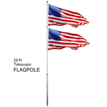 Load image into Gallery viewer, 25ft Telescoping Flagpole 2 US America Flag Kit