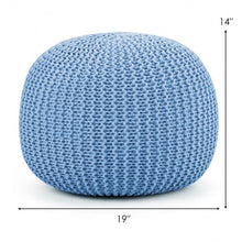 Load image into Gallery viewer, 100% Cotton Hand Knitted Pouf Floor Seating Ottoman-Blue