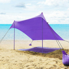 Load image into Gallery viewer, 7' x 7' Family Beach Tent Canopy Sunshade w/ 4 Poles-Purple
