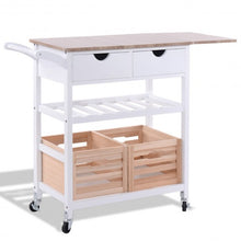 Load image into Gallery viewer, Rolling Kitchen Island Trolley Cart with Wine Shelf