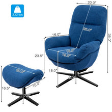 Load image into Gallery viewer, Modern Swivel Rocking Chair and Ottoman Set with Aluminum Alloy Base-Blue