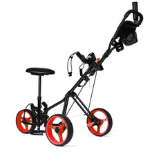 Load image into Gallery viewer, Foldable 3 Wheels Push Pull Golf Trolley with Scoreboard Bag-Red