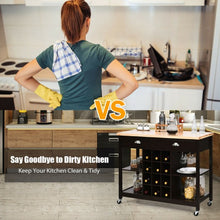 Load image into Gallery viewer, Rolling Kitchen Island Bar Storage Serving Cart-Deep Brown