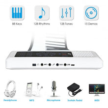 Load image into Gallery viewer, 88 Key Electronic Roll Up Piano Silicone Keyboard-White
