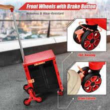 Load image into Gallery viewer, Costway Foldable Utility Cart for Travel and Shopping-Red