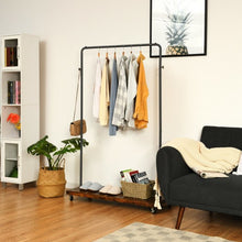 Load image into Gallery viewer, Industrial Pipe Style Rolling Garment Rack on Wheels