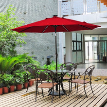 Load image into Gallery viewer, 9Ft Solar LED Market Umbrella with Aluminum Crank Tilt 16 Strip Lights-Wine