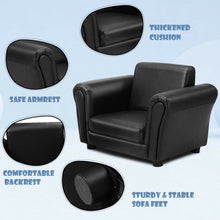 Load image into Gallery viewer, Black Kids Single Armrest Couch Sofa with Ottoman