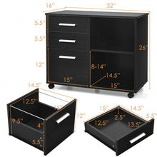 Load image into Gallery viewer, 3-Drawer Mobile Lateral File Cabinet Printer Stand-Black