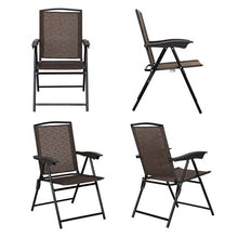 Load image into Gallery viewer, 4 pcs Folding Sling Chairs with Steel Armrest and Adjustable Back